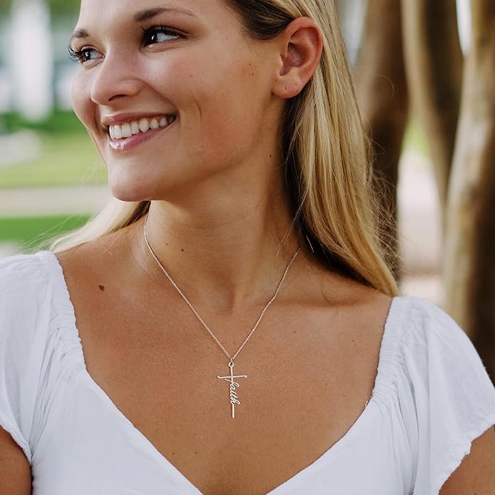 Lcherry Faith Cross Pendant Necklace for Women Religious Christian Jewelry Mother's Day Gifts for Women