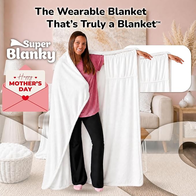 Super Blanky Wearable Blankets for Women, Adult Wearable Blanket Men, Mother's Day Gifts for Her, Wife Birthday Gift Ideas