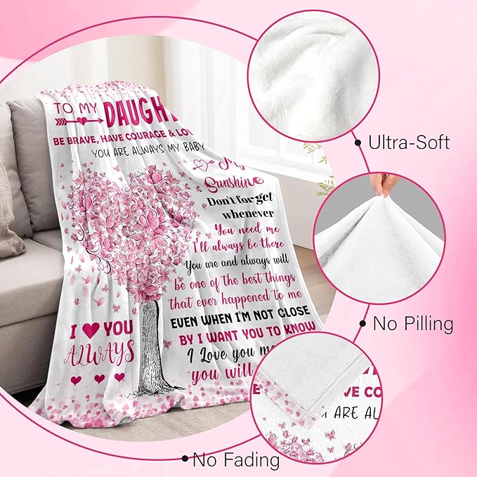 Mothers Day Blanket Gifts for Daughter - Daughter Gifts from Mom Dad - Daughters Birthday Gift - Gift for Teen Girls & Kids - Graduation Present for Daughter - to My Daughter‘s Blanket 60"X 80"