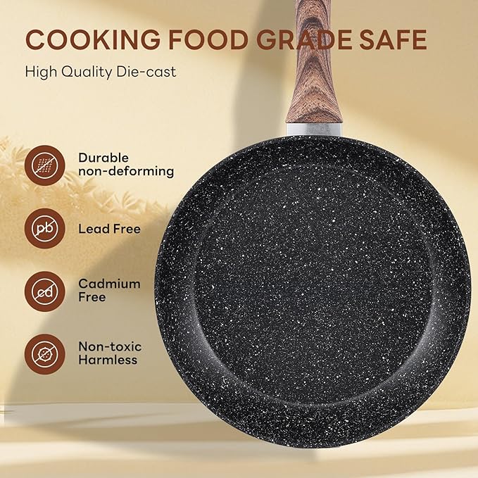 NEWBULIG 17-Piece Nonstick Cookware Set, Non-Toxic Pots and Pans with Stay-Cool Handles, Induction Compatible Cookware, PFAS & PFOA-Free, Black