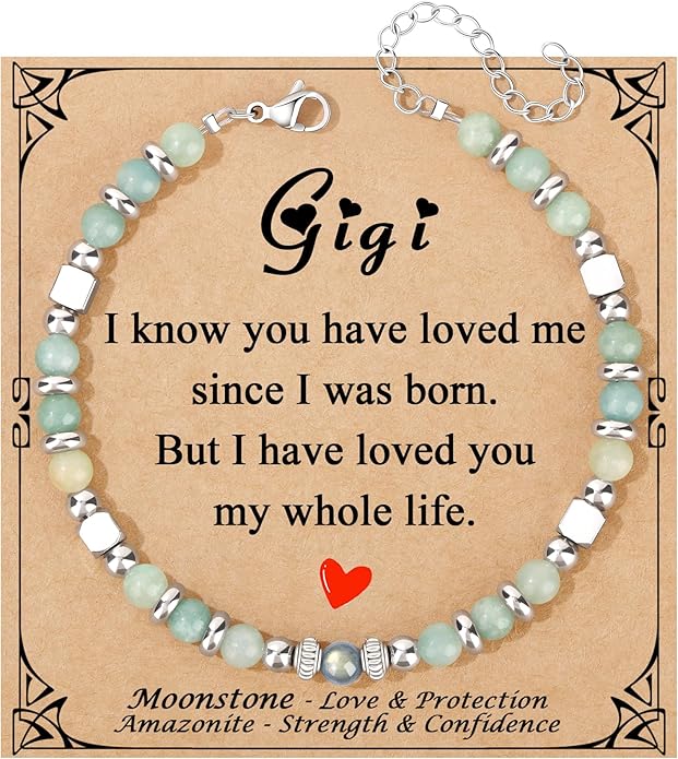 JoycuFF 𝗚𝗶𝗳𝘁𝘀 𝗳𝗼𝗿 𝗪𝗼𝗺𝗲𝗻 𝗠𝗼𝗼𝗻𝘀𝘁𝗼𝗻𝗲 𝗕𝗿𝗮𝗰𝗲𝗹𝗲𝘁 Amazonite Colorful Imperial Jasper Stainless Steel Beads Bracelets, Mothers Day Birthday Christmas Valentines Graduation Gifts