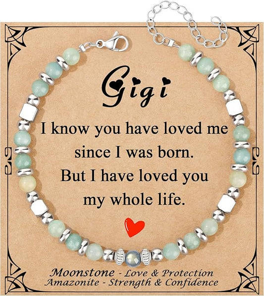 JoycuFF 𝗚𝗶𝗳𝘁𝘀 𝗳𝗼𝗿 𝗪𝗼𝗺𝗲𝗻 𝗠𝗼𝗼𝗻𝘀𝘁𝗼𝗻𝗲 𝗕𝗿𝗮𝗰𝗲𝗹𝗲𝘁 Amazonite Colorful Imperial Jasper Stainless Steel Beads Bracelets, Mothers Day Birthday Christmas Valentines Graduation Gifts