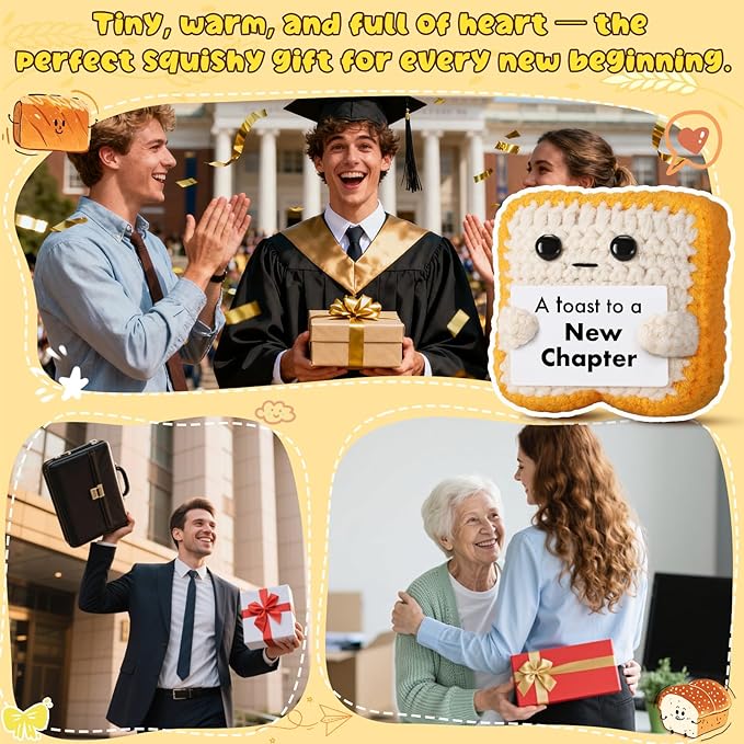 Encouragement Gift for New Chapter - Funny Crochet Toast for New Job, Graduation, Retirement, Sobriety - Unique Good Luck Keepsake & Card Alternative for Women, Men, Friend, Coworker