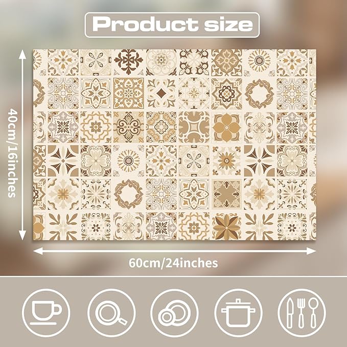 Boho Coffee Espresso Accessories Hide Stain Cuttable Placemat Quick Dry Dish Mat for Kitchen Counter Sink 16"X24" (Elegant Mosaic B)