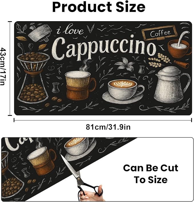 Coffee Mat 17"x32" - Extra Large Absorbent Non Slip Dish Drying Mat,Coffee Bar Accessories,Kitchen Counter Protector for Coffeemaker, Sink, Dining Decor