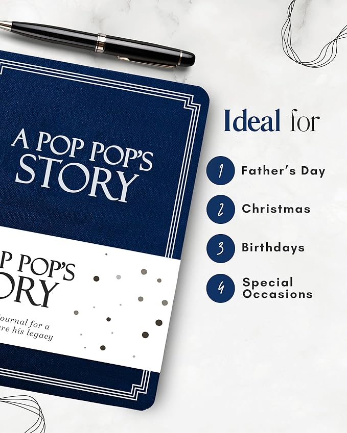 Pop Pop's Life Story Journal (Hardcover): A Meaningful Keepsake for Pop Pop to Share His Journey and Memories, Book with 250+ Prompt Questions, Sentimental Gifts for Father's Day, Birthday & Christmas