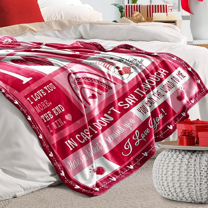 Gifts for Her, Valentines Blanket 60X50in, Romantic I Love You Gifts for Women Wife Girlfriend from Him Husband Boyfriend, Mothers Day Anniversary Birthday Unique Presents for Women Her