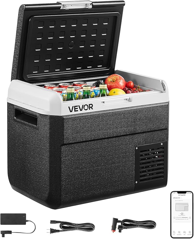 VEVOR 12 Volt Car Refrigerator, 31.7QT/30L Car Fridge, Portable Electric Freezer with -4℉ to 68℉ Adjustable Temp, 12/24V DC and 100-240V AC Compressor Cooler for Outdoor, Camping, RV