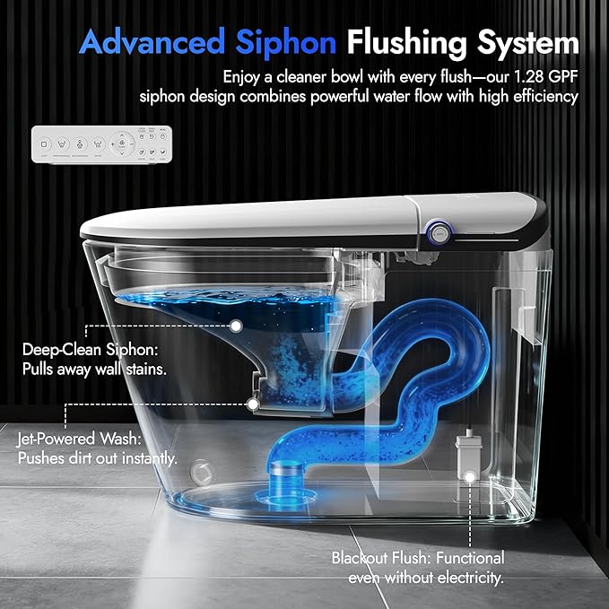 Elongated Smart Toilet with Bidet, Tankless Toilet with Auto Powerful Flush,Auto Open/Close, One Piece Toilet with Heated Seat, Warm Wash & Dryer, Built-in Aroma System,Japanese Toilets