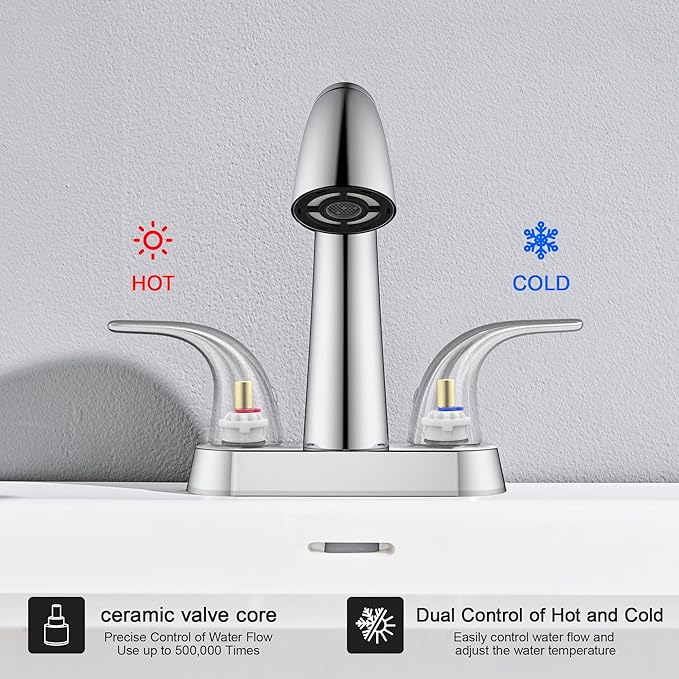 Ultimate Unicorn Chrome Bathroom Sink Faucet - 4 Inch Centerset Pull Down Vanity Faucets 3 Hole with Pop Up Drain - Two Handle Modern Washbasin Tap Set with Pull Out Sprayer for Rv Lavatory Restroom
