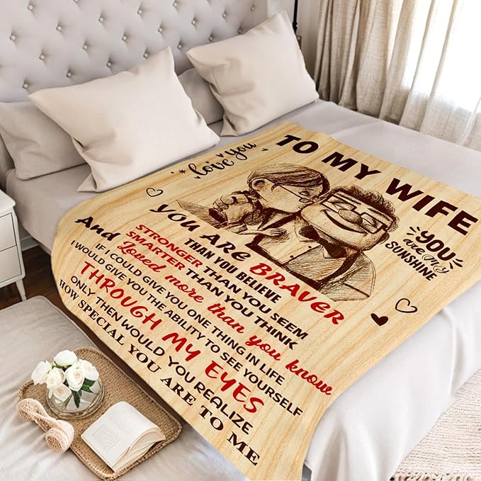 Mothers Day Blanket Gifts for Wife from Husband - Wedding Anniversary Romantic Gifts for Women - Wife Birthday Gift Ideas - I Love You Gift for Her - to My Wife Blanket 50"x60"