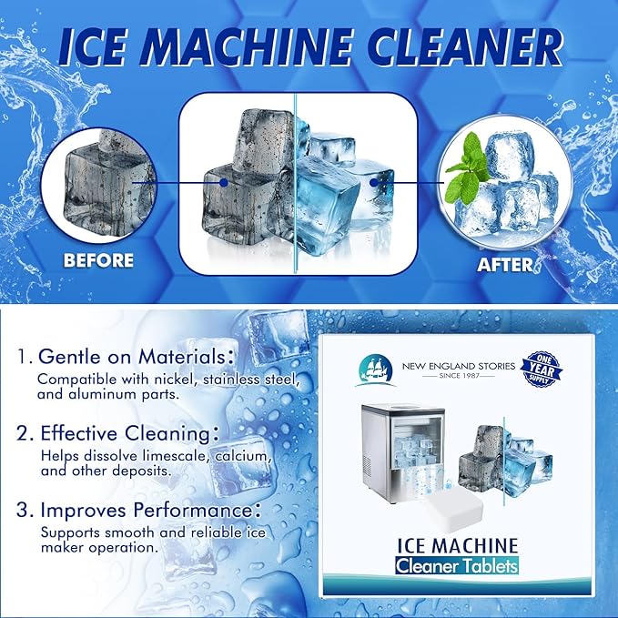 Ice Machine Cleaner and Descaler Tablets, 24 Count Nickel Safe Formula, Scale Remover for Countertop and Nugget Ice Makers, Compatible with GE Opal, GE Profile, Frigidaire, and Kitchenaid