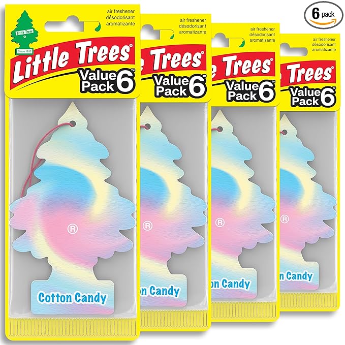 LITTLE TREES Car Air Freshener | Hanging Tree Provides Long Lasting Scent for Auto and Home | 24 Air Fresheners |Cotton Candy
