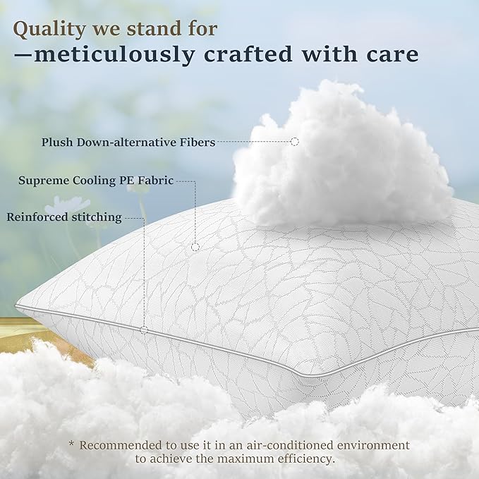 COZSINOOR Bed Pillows Queen Size - Breathable Premium Down Alternative Pillows Set of 2 for Side, Back, and Stomach Sleepers Cooling Hotel Quality Fluffy Soft Microfiber Fill Skin-Friendly