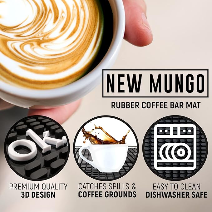 New Mungo Coffee Bar Mat – “Ok But First Coffee” – Spill-Proof PVC Coffee Station Mat, Non-Slip Countertop Protector 18"x12"