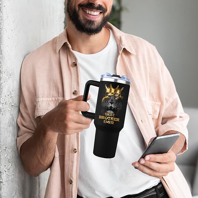 Muilzon Gifts for Brother Tumbler 40oz - Brother Gifts for Birthday Christmas Fathers Day from Sister - Big Brothers Gift Coffee Mug - Cool Funny Gift for Older/Little Brothers Cup with Handle