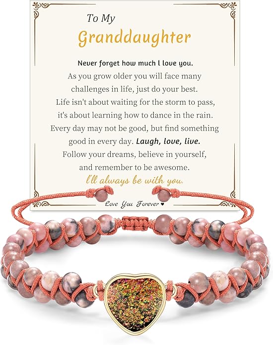 Mothers Day Gifts for Daughter Granddaughter, To My Mom Grandma Wife Girlfriend Sister Jasper Heart Bracelets Birthday Anniversary Christmas Stocking Stuffers Valentines Day Jewelry