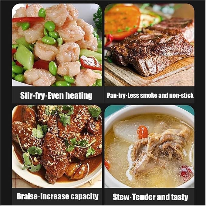 Uncoated Thick Iron Pot, Non-Stick Multifunctional Cast Irons Wok, High Purity Irons Frying Pan for Cooking