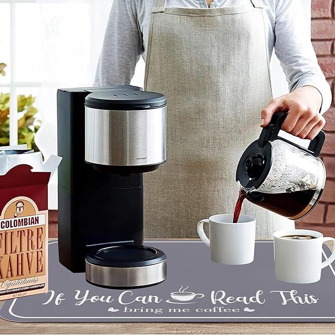 Coffee Bar Mat for Countertops 23inx15in,Absorbent Hide Stain Anti-Slip Cafe Bar Accessories Fit Under Coffee Machine Mat,dish drying mats for kitchen