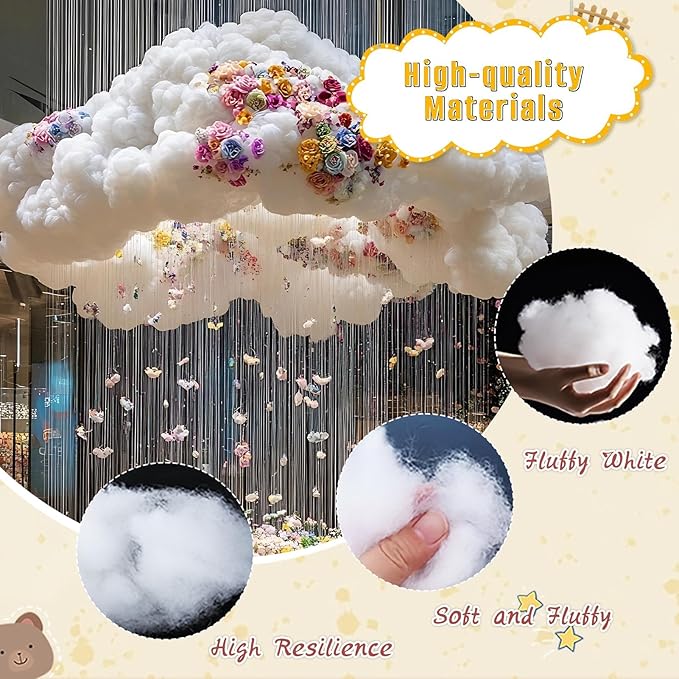 Polyester Fiber Fill, Premium Pillow Stuffing, 3 lb / 1359g Polyfill Stuffing for Cushions, Stuffed Animals, High Resilience Fiberfill for Pillows, Bedding, Home Decor Projects