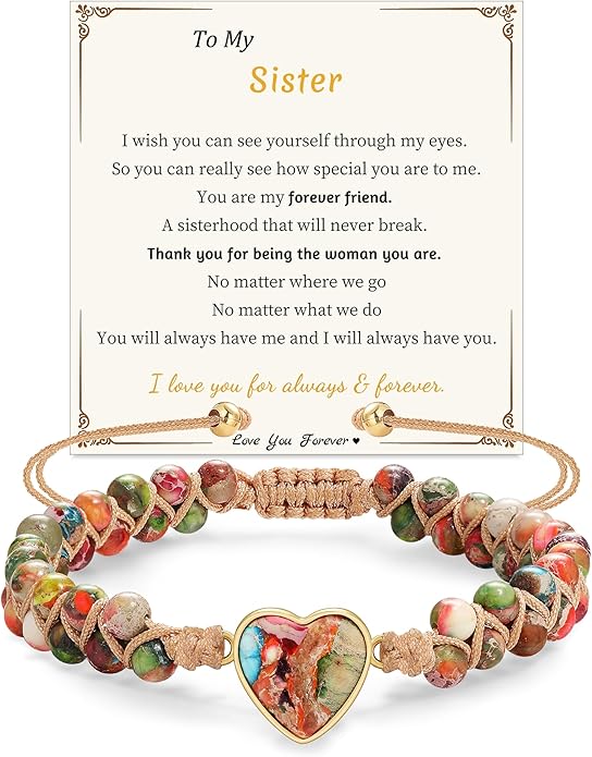 Mothers Day Gifts for Daughter Granddaughter, To My Mom Grandma Wife Girlfriend Sister Jasper Heart Bracelets Birthday Anniversary Christmas Stocking Stuffers Valentines Day Jewelry