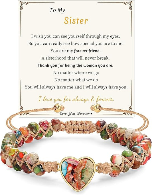 Mothers Day Gifts for Daughter Granddaughter, To My Mom Grandma Wife Girlfriend Sister Jasper Heart Bracelets Birthday Anniversary Christmas Stocking Stuffers Valentines Day Jewelry