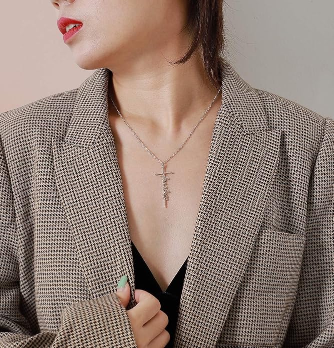 Lcherry Faith Cross Pendant Necklace for Women Religious Christian Jewelry Mother's Day Gifts for Women