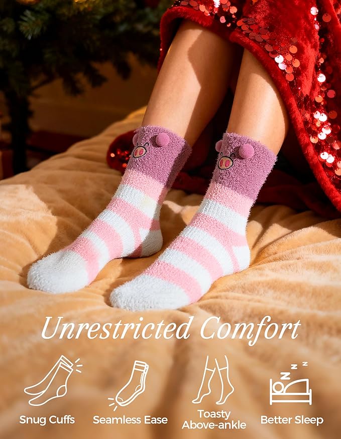 TEHOOK Warm & Cozy Gifts for Women, Fluffy Fuzzy Plush Sleeping Slipper Socks - Soft Warm Fabric