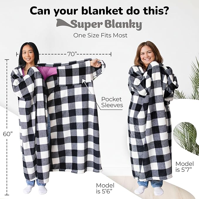 Super Blanky Wearable Blankets for Women, Adult Wearable Blanket Men, Mother's Day Gifts for Her, Wife Birthday Gift Ideas