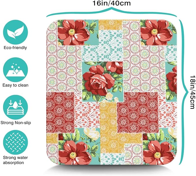 Coffee Bar Mat Accessories for Countertop Absorbent Hide Stain Rubber Backed Dish Drying Mats for Kitchen Counter Draining Pad Decor Gift(18x16in)