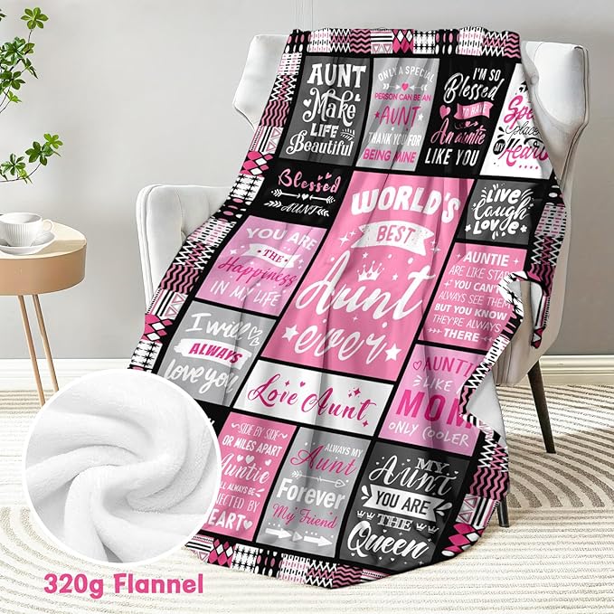 Mothers Day Birthday Gifts for Aunt - World's Best Aunt Ever Gifts from Niece Nephew - Favorite Auntie Birthday Gift Ideas - Christmas Valentines Day Presents for Auntie - Aunts Life Blanket 50"x60"