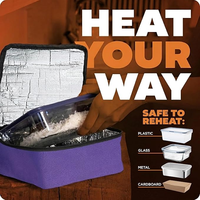 HOTLOGIC Mini Heated Lunch Box - Portable Electric Food Warmer for Men and Women - Great for Work, Office, and Construction - Cook, Reheat, and Eat on the Go - 12V - Purple