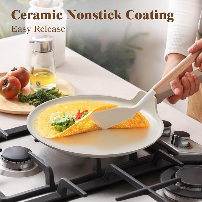 SENSARTE Ceramic Pots and Pans Set Nonstick, 20Pcs Cookware Set, Taupe | Non Stick Ceramic Coating, Non-toxic Healthy Kitchen Cooking Set, Induction Compatible, Dishwasher Safe, PFAS/PTFE/PFOA Free