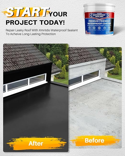 Polyurethane Waterproof Coating, 2 Gallon Waterproof Sealant Coating Black, Water-Based Polyurethane Sealant Leak Repair for Roofs, Foundations, Basements