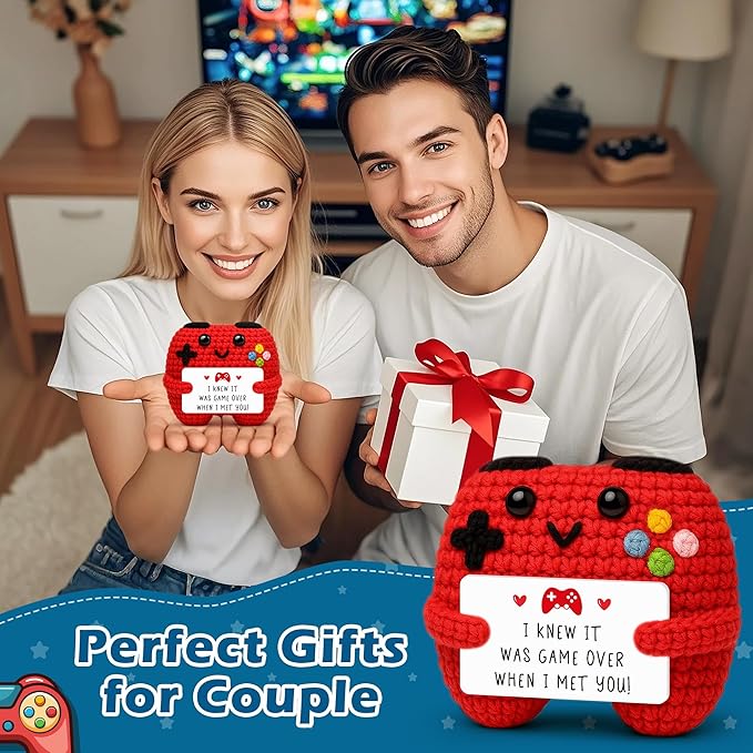 Handmade Crochet Game Controller, Birthday Gifts for Him Her, Romantic Gift for Couples Mothers Day, Valentine’s Day, Anniversary, Room Décor for Boyfriend Girlfriend, Gaming Room Accessories Stuff