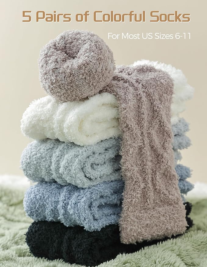 TEHOOK Warm & Cozy Gifts for Women, Fluffy Fuzzy Plush Sleeping Slipper Socks - Soft Warm Fabric