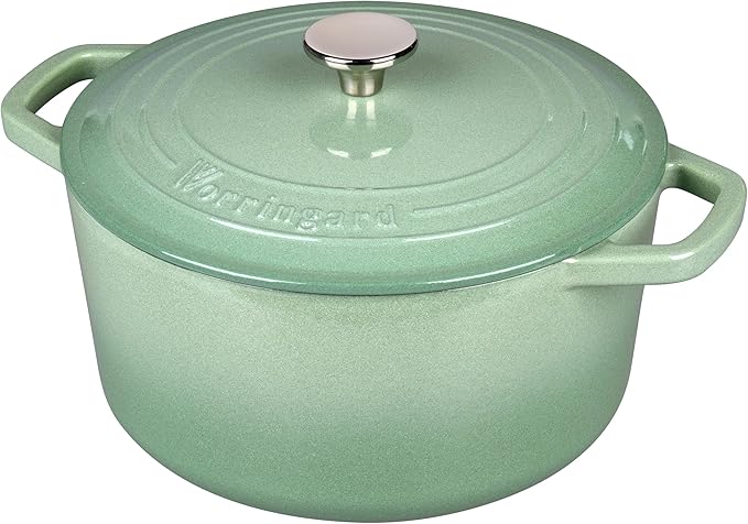 VORRINGARD Enameled Cast Iron Dutch Oven Pot with Lid, for Bread Baking, Round Bread Oven- include Sourdough Bread Baking Supplies Set, 6QT, Sage Green
