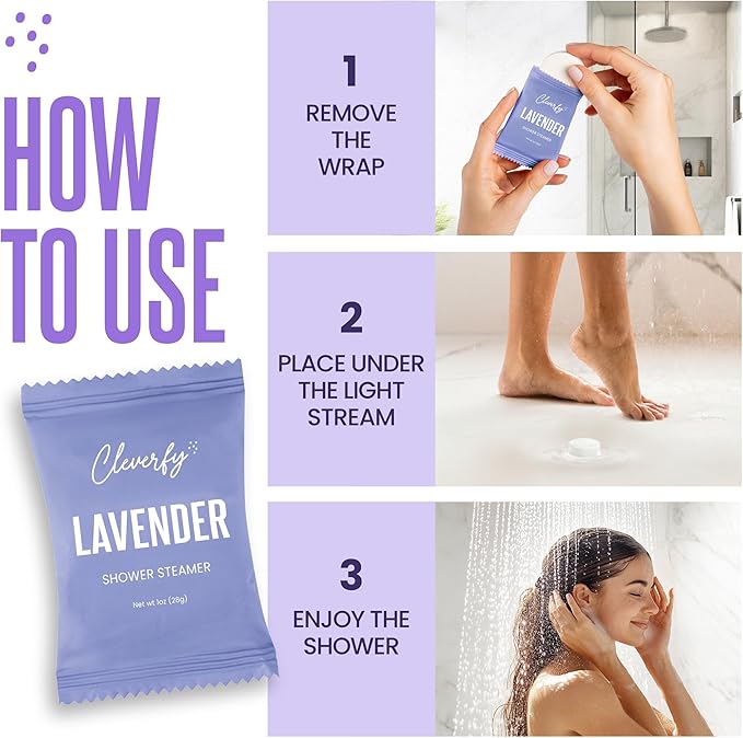 Cleverfy Lavender Shower Steamers Aromatherapy - Mothers Day Gifts for Mom, Wife from Husband, Grandma, Daughter and Sister - Birthday Gifts for Women, Mom, Teens, Girlfriend and Her - 18 Tablets
