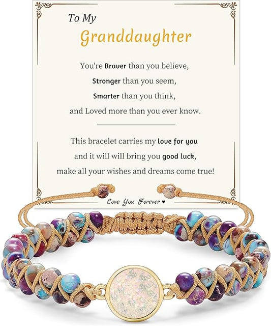Mothers Day Gifts for Daughter Granddaughter, To My Mom Grandma Wife Girlfriend Sister Jasper Heart Bracelets Birthday Anniversary Christmas Stocking Stuffers Valentines Day Jewelry