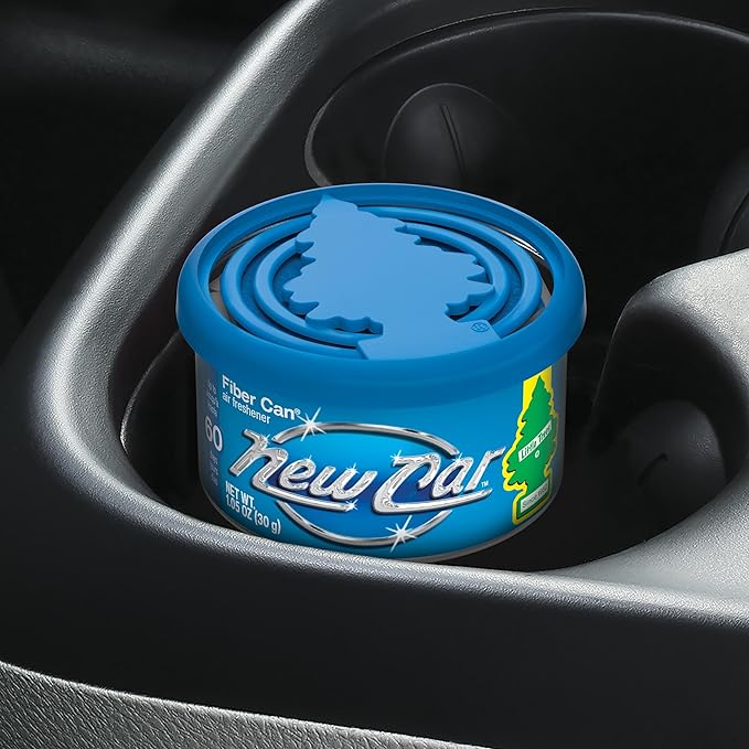 LITTLE TREES Car Air Freshener | Fiber Can Provides Long Lasting Scent for Auto or Home | Recycled Fiber | New Car Scent, 4 Air Fresheners