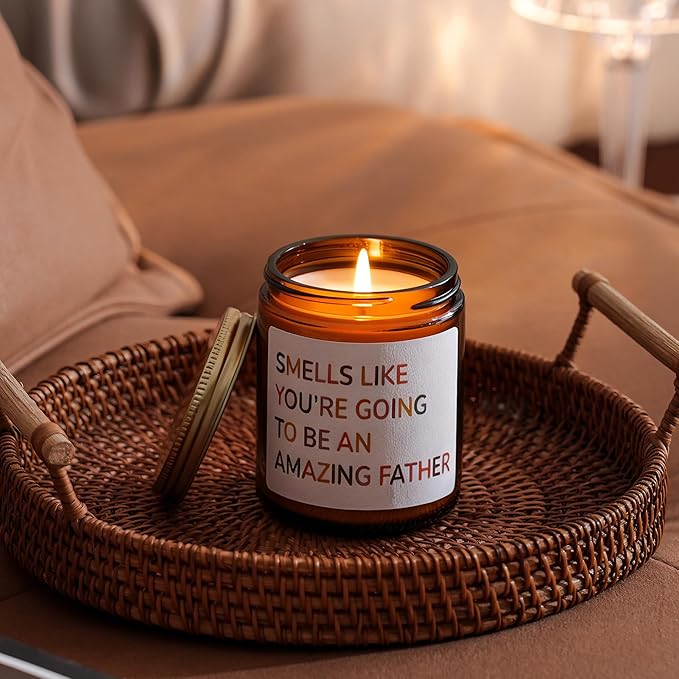 Fathers Day Candle for Dad - New Father Gift, Pregnancy Gifts for First Time New Dad - Gender Reveal Gifts for Parents to Be, 7oz