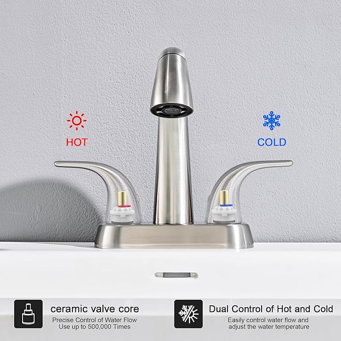 Ultimate Unicorn Pull Down Bathroom Sink Faucet - Anti-Splash Brushed Nickel 4 Inch Centerset Vanity Faucets 3 Hole with Pop Up Drain, Two Handle Modern Washbasin Tap Set with Sprayer for Rv Restroom
