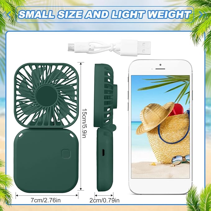 Hortsun 12 Pcs Mini Handheld Fan Bulk Portable Personal Neck Fan Small Foldable Hands Free with USB Rechargeable Gifts for Travel Summer Concerts Vacation Outdoor 3 Speed(Black, Dark Green, Navy Blue)
