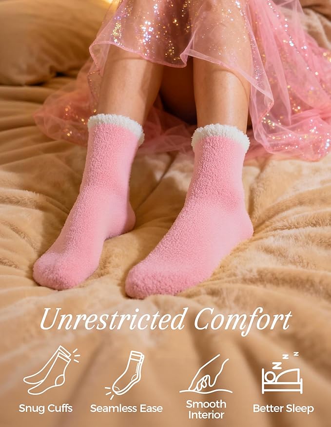 TEHOOK Warm & Cozy Gifts for Women, Fluffy Fuzzy Plush Sleeping Slipper Socks - Soft Warm Fabric