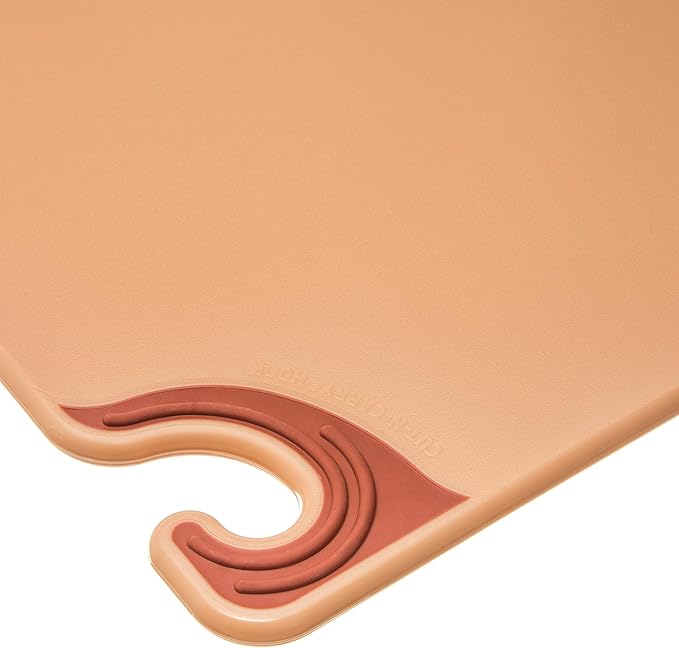 San Jamar Saf-T-Grip Cutting Board With Molded-In Ruler, Plastic Chopping Board for Kitchen, 18" x 24" x 0.5", 6 Count, Brown