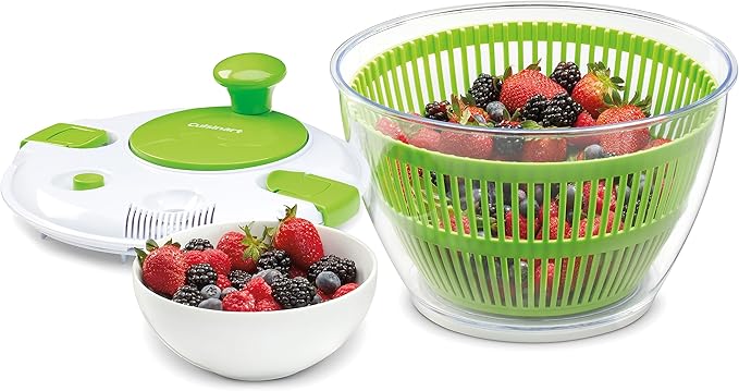 Cuisinart Large Spin Stop Salad Spinner- Wash,Spin & Dry Salad Greens,Fruits & Vegetables,5qt,CTG-00-SAS1,(Pack of 4)