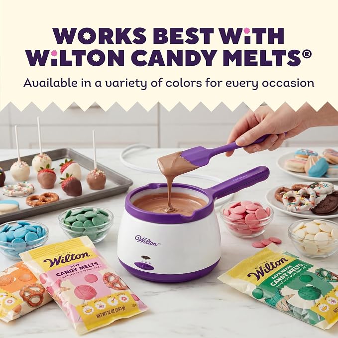 Wilton Candy Melts Melting Pot, Strawberries Cakepops, 2.5-Cup | 2.5-Cup Electric Melting Pot Keeps Candy Melts Warm for Dipping Strawberries, Cake Pops & Chocolate-Coated Treats