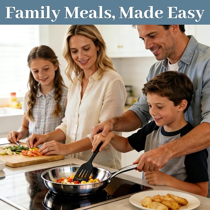 Stainless Steel Cookware Set - 10.26-Inch 3-Ply Heavy Duty Kitchen Set, Detachable Handle, Induction Compatible, Oven and Dishwasher Safe for All Cooktops