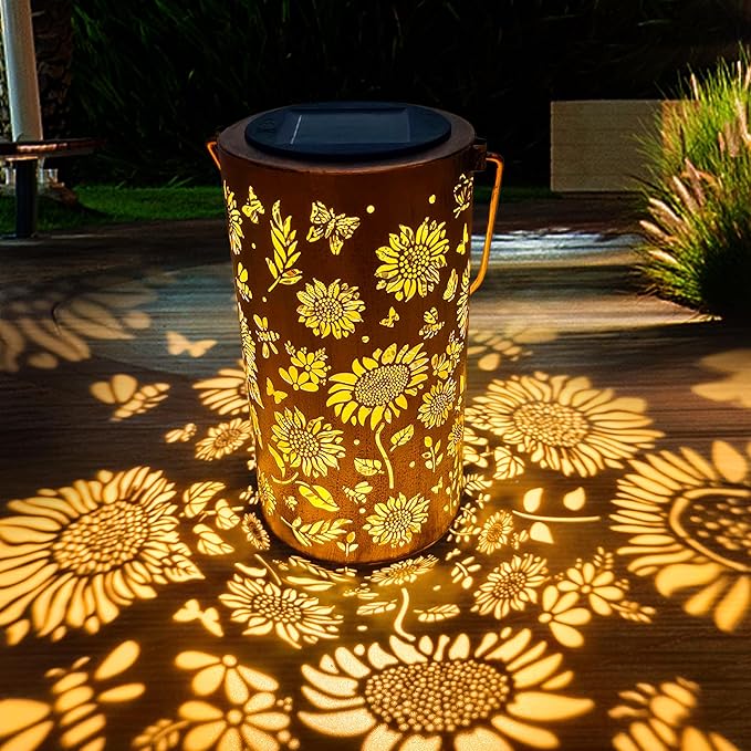ANYTALK Mothers Day Gifts, Birthday Gifts for Women Mom Grandma, Sunflower Solar Lanterns Outdoor Waterproof, Hanging Solar Lights for Yard, Patio, Porch, Garden Decor