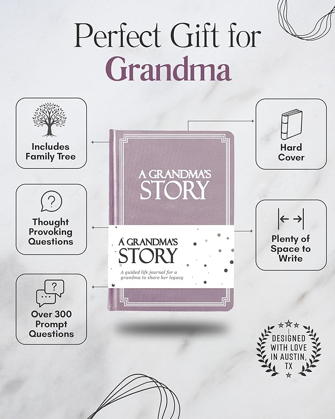 Grandma's Life Story Journal (Hardcover): A Meaningful Keepsake for Grandma to Share Her Journey & Memories, Book Includes 250+ Prompt Questions, Sentimental Gift for Mother's Day, Birthday, Christmas
